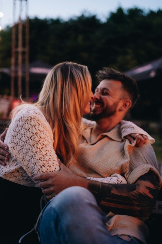A couple embracing